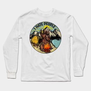 Bear Camping I Hate People Long Sleeve T-Shirt